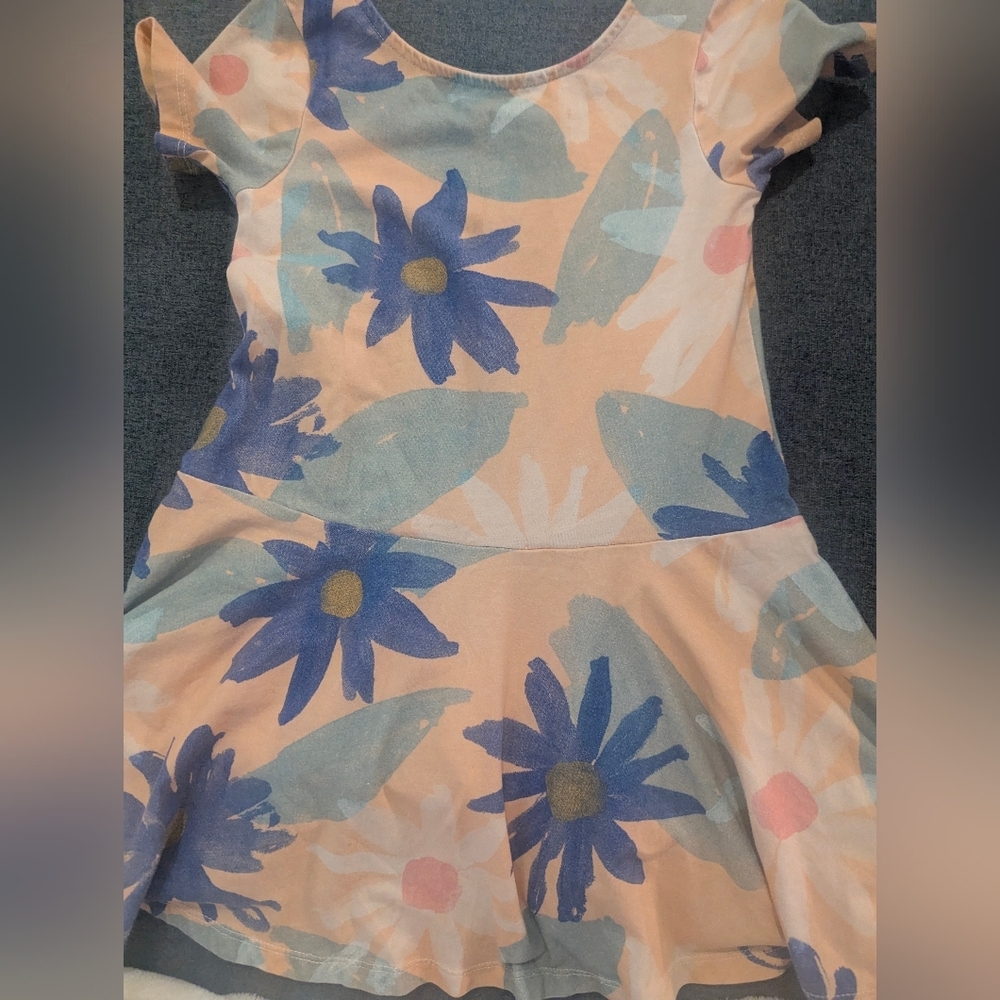 Tea Collection Peach and Blue Floral Kids Dress